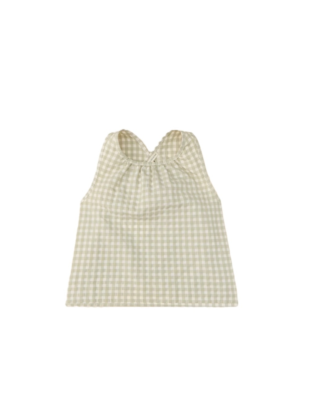 Girls ✨ Gingham Sleeveless Cotton Tank - Sage